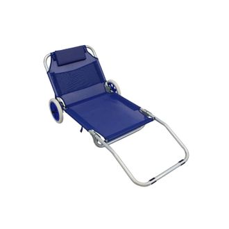 COSMA Cosma - Tumbona 145x52x62h Azul De Metal Silla Con Funci&oacute;n De Carrito