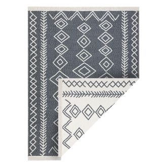 RugsX Rugsx - Alfombra Twin 23000 Boho, Algod&oacute;n, Doble Cara, Diamantes Flecos Ecol&oacute;gicos - Antracita / Crema Grey 120x170 Cm