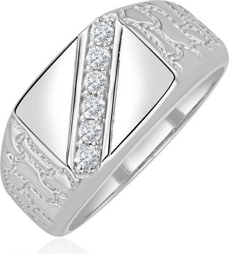 The Diamond Store Mens Lab Diamond Signet Ring 0.25ct H/Si in Sterling Silver