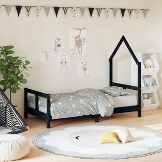 vidaXL Estructura De Cama Para Ni&ntilde;os Madera De Pino Negro 80x160 Cm Vidaxl