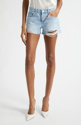 L'agence Teya Low Rise Cutoff Denim Shorts in Brea Destruct at Nordstrom, Size 25