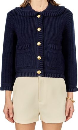 English Factory Braided Detail Collar Cardigan in Navy at Nordstrom, Size Medium