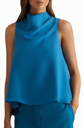 Reiss Simone Cowl Neck Sleeveless Trapeze Top in Blue at Nordstrom Rack, Size 12 Us / 16 Uk
