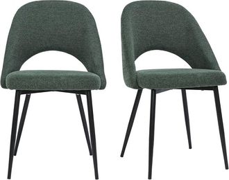 Miliboo Miliboo - Set De 2 Sillas Vintage De Tejido Efecto Aterciopelado Texturizado Verde Y Metal Cosette
