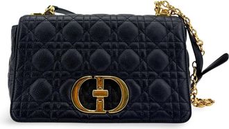 Dior Caro Cannage Quilt Calfskin Black Leather Handbag (Pre-Owned)