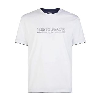 Eleventy T-Shirts, male, White, 2XL, Printed Cotton Crewneck T-Shirt