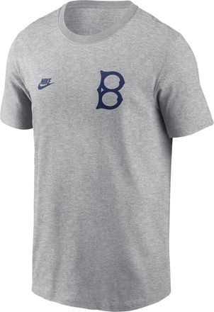Nike Brooklyn Dodgers Cooperstown 2-Hit Large Logo Nike Mens MLB T-Shirt in Grey | N19906GKB-VFA