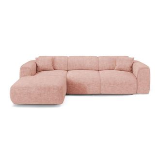 Sia Home Sof&aacute; cama &aacute;ngulo izquierdo 5 plazas terciopelo texturizado rosa