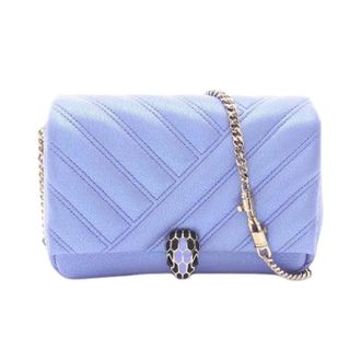 Bulgari Pre-owned Serpenti Metallic Leather Shoulder Bag - Dames - Pre-owned - Paars - Maat: ONE Size Leer