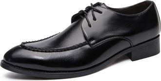 Generic Dress Oxford for Men Lace Up Apron Split Toe Derby Shoes Faux Leather Low Top Rubber Sole Non Slip Block Heel Party(Black,7.5 UK)