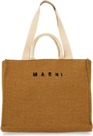 Marni Shopper & Totes - Large Raffia Effect Fabric Tote Bag - Gr. unisize - in Braun - für Damen