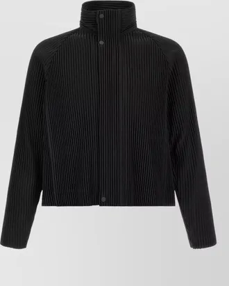 Homme Pliss&eacute; Issey Miyake pleated high neck padded coat