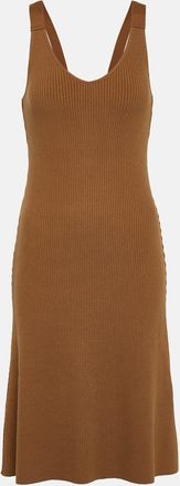 Vince Ribbed-knit cotton-blend midi dress