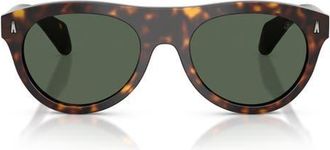 Moncler 53mm Splash Oval Sunglasses in Havana /Solid Dark Green at Nordstrom