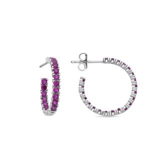 Luxenter 925 sterling zilveren oorbellen met robijn zirkonia rhodium afwerking - Iotha