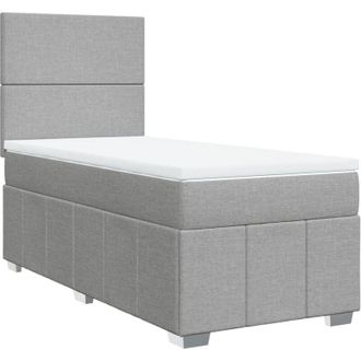 vidaXL Cama Box Spring Con Colch&oacute;n Tela Gris Claro 90x190 Cm Vidaxl