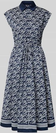 Tommy Hilfiger Hemdblusenkleid in Midi-L&auml;nge aus Baumwolle-Seide-Mix in Marine, Gr&ouml;&szlig;e XL