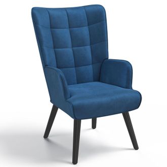 IDMarket Idmarket - Poltrona Scandinava In Velluto Blu Ania