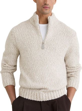 Reiss Seb Half Zip Two Tone Wool-Blend Sweater
