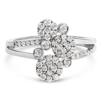 House of Brilliance Silver 1/2 Cttw Diamond Scatter Composite Bypass Ring in White at Nordstrom, Size 10