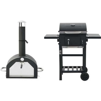 vidaXL Horno Para Pizza Y Barbacoa Al Aire Libre 3 En 1 Negro Vidaxl