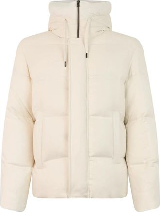 Herno Gewatteerde jas met rits en hoge kraag - Heren - Winterjassen - Beige - L - Wol - Jassen