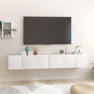 vidaXL Mobili Porta TV Pensili 3pz Bianchi 60x30x30 cm vidaXL
