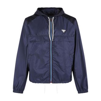 Prada Light Jackets, male, Blue, Size: M Re-Nylon Blouson Jacket