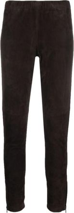 Parosh Brown Slim-fit Suede Trousers