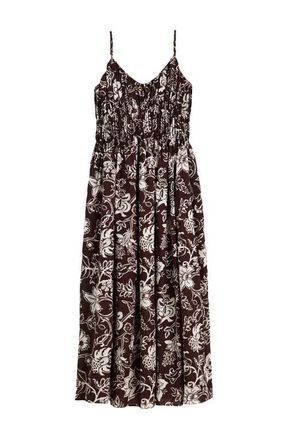 Madewell Ruched V-Neck Sleeveless Maxi Dress in Dark Brown at Nordstrom, Size Xx-Large