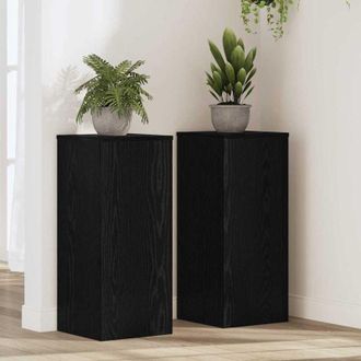 vidaXL Vidaxl - Soporte De Plantas 2 Pcs Roble Negro 30 X 30 X 70 Cm