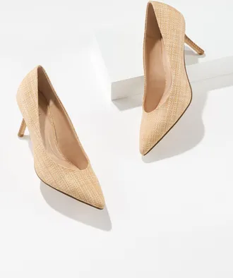 Talbots Sasha Raffia Pointed Toe Pumps - Natural - 10 1/2 M Talbots