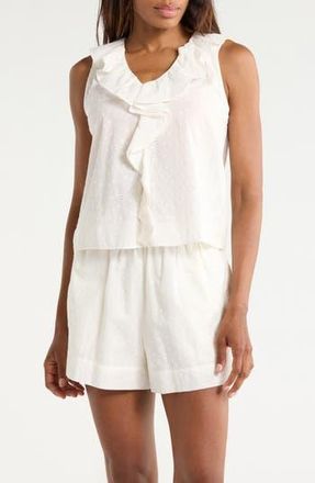 Melrose and Market Ruffle Cotton Eyelet Tank in Ivory Egret at Nordstrom Rack, Size Xx-Large