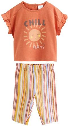 Next Kids Chill Graphic T-Shirt & Stripe Pants Set in Orange at Nordstrom, Size 12-18M