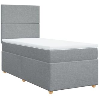 vidaXL Vidaxl - Cama Box Spring Con Colch&oacute;n Tela Gris Claro 80x200 Cm