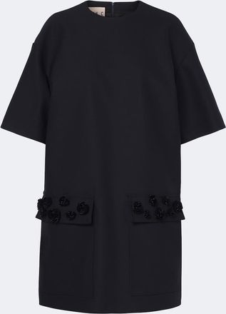 Plan C Embellished wool-blend gabardine minidress