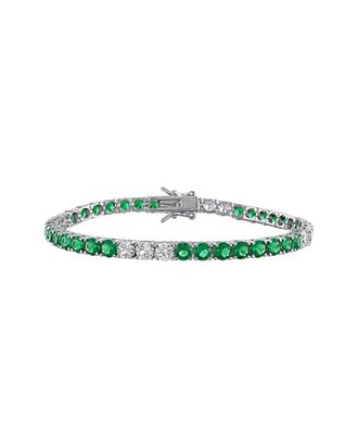 Rina Limor Silver 12.16 ct. tw. Lab-Grown Emerald, White Sapphire Tennis Bracelet