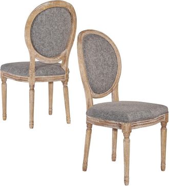 Linon Avalon Charcoal Oval Back Chair Set Of Two