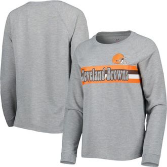 Outerstuff Juniors Heathered Gray Cleveland Browns All Striped Up Raglan Long Sleeve T-Shirt in Heather Gray at Nordstrom, Size X-Large