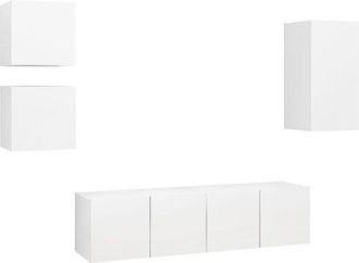 vidaXL Set De Muebles De Sal&oacute;n Tv 5 Piezas Madera De Ingenier&iacute;a Blanco Vidaxl
