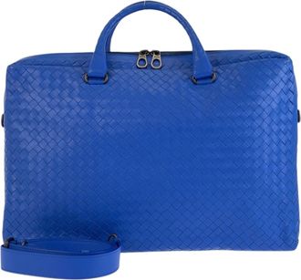Bottega Veneta Blue Leather Briefcase (Pre-Owned)