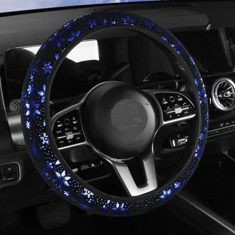 OEM Funda Para Volante De Coche, Brillante, Con Dise&ntilde;o De Copo De Nieve, Antideslizante, Bonita, Para Mujer, 37-38 Cm, Azul