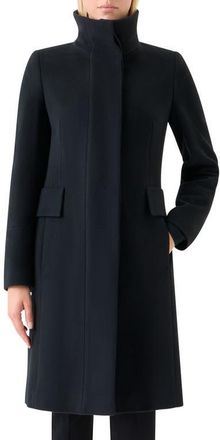 Akris Stand Collar Wool Blend Fleece Coat in 009 Black at Nordstrom, Size 10