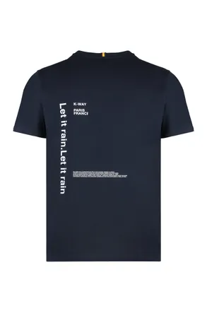 K-Way Mens Cotton Crew-Neck T-Shirt Blue T-Shirts And Polos