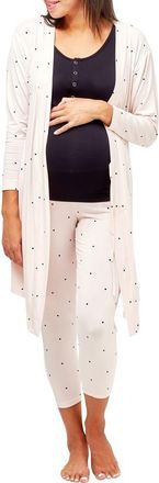 Nom Maternity Second Skin Maternity & Nursing Robe in Dots at Nordstrom, Size Small