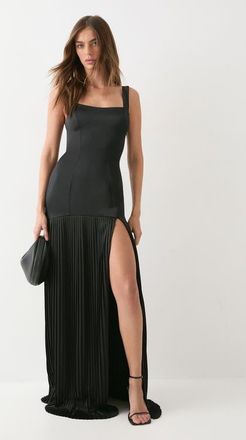 Misspap Premium Pleated Skirt Bridesmaid Dress in Black at Nordstrom, Size 12