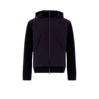 Herno Geribde wollen cardigan met donsvulling - Heren - Sweatshirts & Hoodies - Zwart - Maat: 6XL Wol