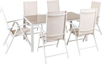 Beliani Garden Dining Set 6 Seater CATANIA Metal Beige