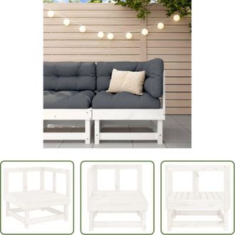 vidaXL Divano angolare - Divano Angolare da Giardino Bianco in Legno Massello di Pino