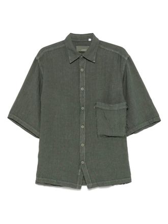 Costumein Stefano shirt - men - Linen/Flax - 46 - Green
